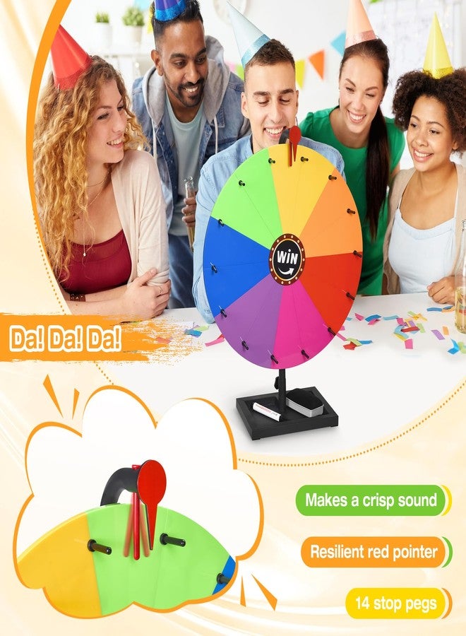 AugFir 18-inch Tabletop Prize Wheel, Prize Wheel Spinner with Stand & Storage Base, Featuring a Prize Wheel with 14 Customizable Color Sections. Suitable for Party Games, Family Games (Original) - Image 2